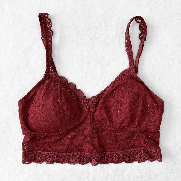Hollister Lace Padded Bralette - Dark Red - Size S - Picture 1 of 4